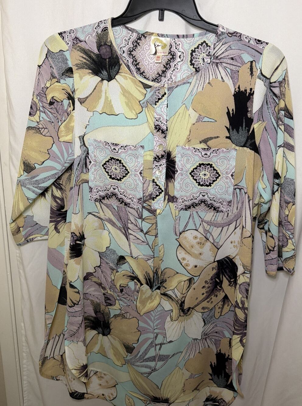 Anthropologie Fig & Flower Floral Boho Tunic Misses M